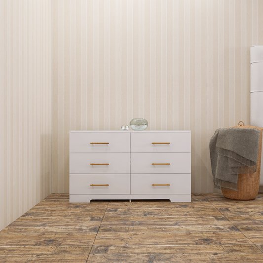 White color Large 6 drawers chest of drawer dressers table with golden handle  W1320110986