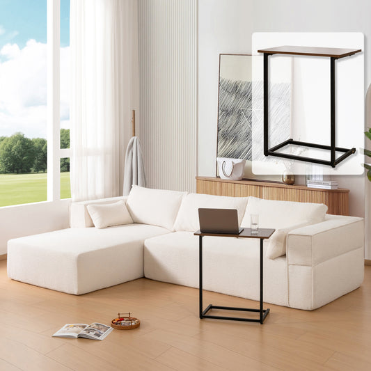 112'Modular Sectional Sofa with Free Side Table,Wide Seat,Fully Compressed,Wrinkle-resistant Boucle Fabric Couch with Chaise,Free Combination,L-Shaped Sofa for Living Room,No Assembly Required,3 Color  N723S9670A