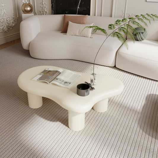 40 Inch Cloud Shaped Coffee Table for Living Room, Beige  W1435S00006