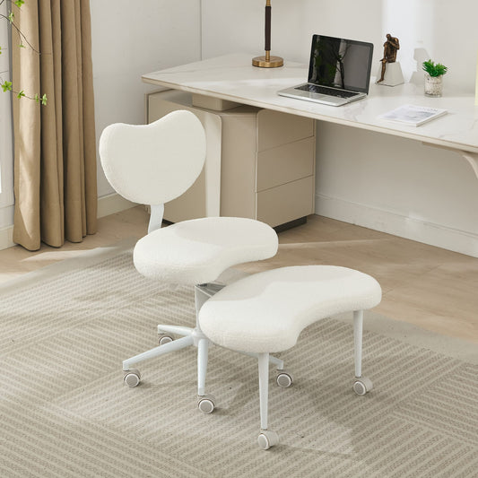 Meditation Chair Plus, Cross Legged Chair with Wheels, ADHD Chair, Criss Cross Desk Chair with Lumbar Support and Adjustable Stool, Flexible Design for Fidgety Sitters, Ivory W1143P314942
