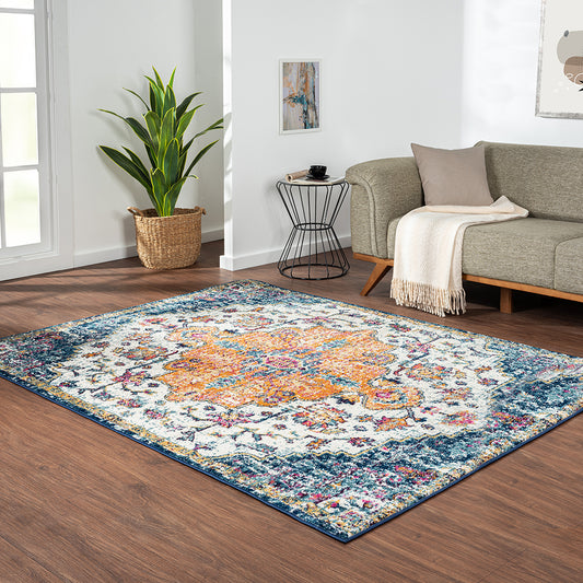 Boho Medallion Woven Area Rug  B03598009