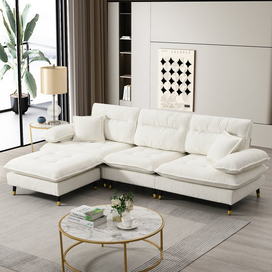 106*66.5' L shaped Convertible Sectional Sofa,4 Seat Tufted Couch Set with Two-tone Adjust Legs,Cloud Chenille Fabric,Movable Ottoman for Living Room,  Apartment,Office,3 Colors  N723S6035A