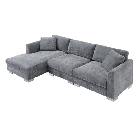 Modern Cloud Sectional Sofa, L-shaped Luxury Couch Set with Chaise, Chenille Indoor Furniture, 3 Colors, 96*56' N723S6037E
