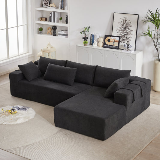 Modern Chenille Upholstered Sectional Sofa Couch Set,Modular 108' L Shaped Sectional Living Room Sofa Set With 6 Pillows,Free Combination Sofa Couch for Living Room,Bedroom(Right Chaise)W834S00393