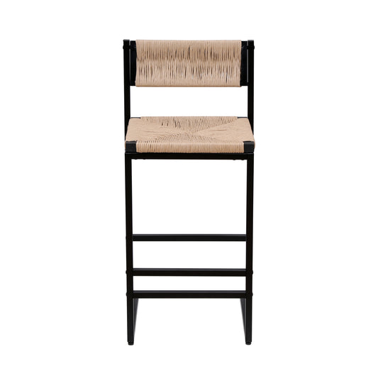Handwoven Honey Bar Stools Set of 2 with Paper Rope Weave Back for Kitchen Island, Bar & Counter  W1757138691
