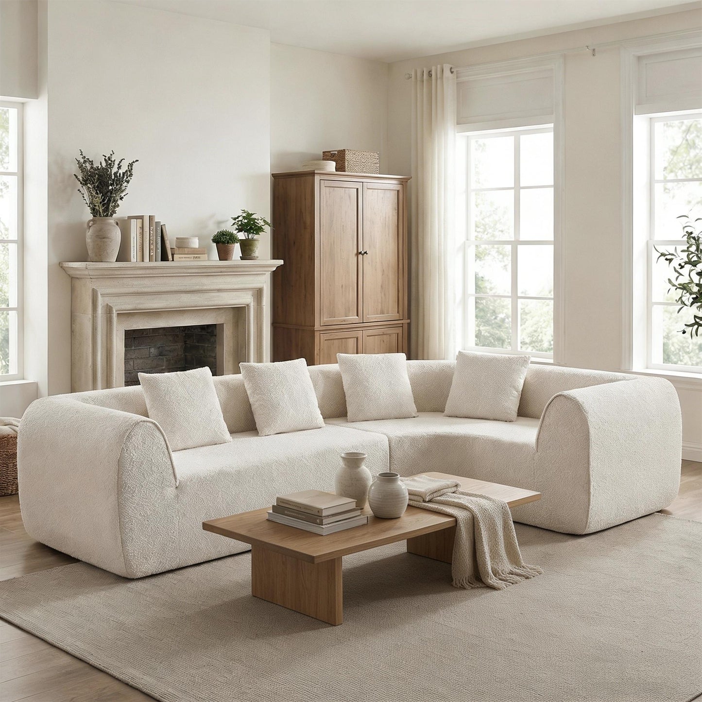 110' Modern Curved L-Shaped Modular Sectional Sofa with High-Density Fully Compressed Sponge, 2-Piece Set, Fully Assembled Right Hand Facing, Perfect for Living Room, Lounge N767P366011A