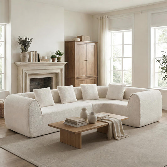 110' Modern Curved L-Shaped Modular Sectional Sofa with High-Density Fully Compressed Sponge, 2-Piece Set, Fully Assembled Right Hand Facing, Perfect for Living Room, Lounge N767P366011A