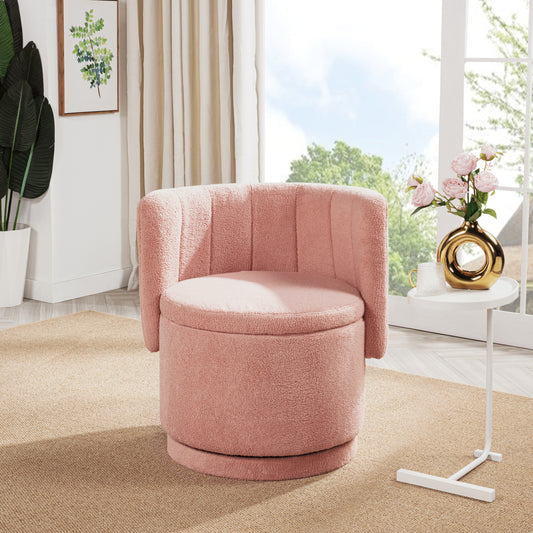 360 Degree Swivel  Back Sofa Chair With Storage Space, Suitable For Bedroom and Living Room(Pink) W1716P196479