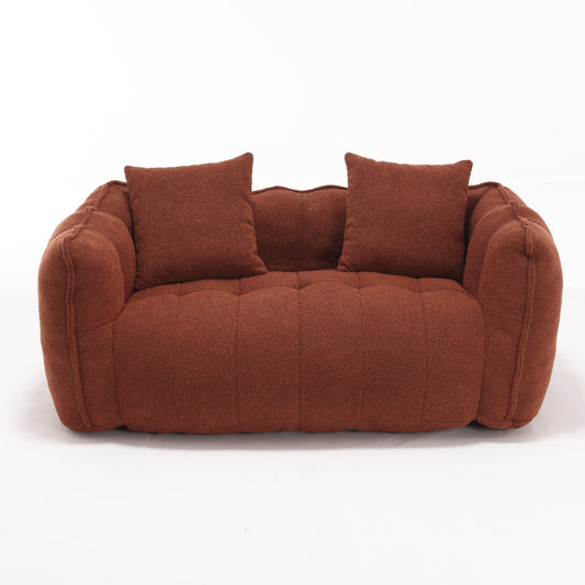 Cozy Beanbag Chair with High Resilience Foam Core for Two - Red Chenille, 66x35x25 inches W1996P183170