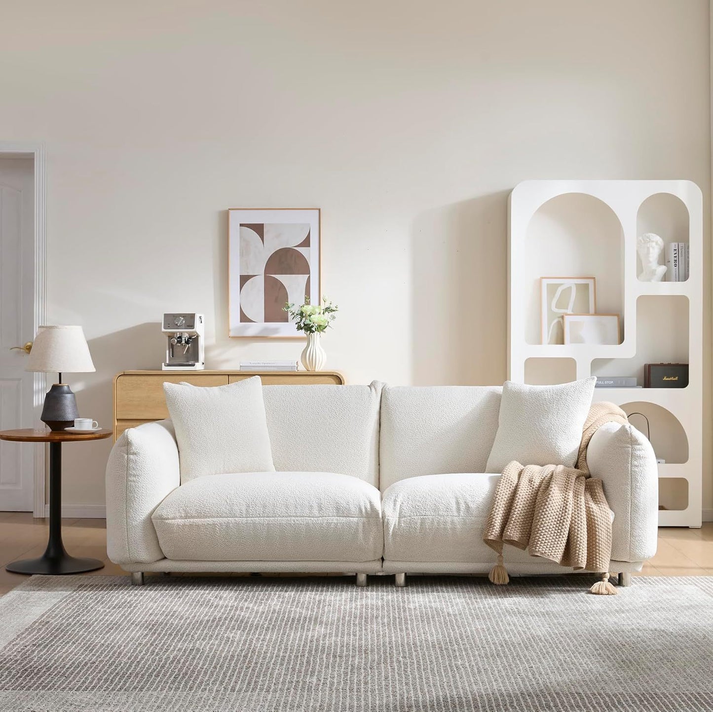 Cozy White 3-Seater Sofa  Ideal for Living Room W3226P371354