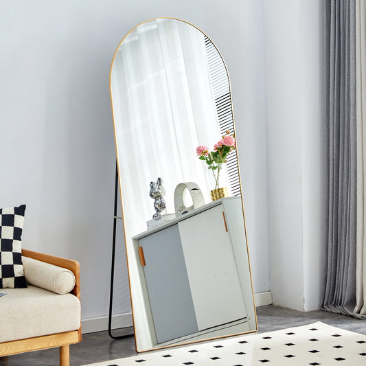 The 4th generation floor standing full-length rearview mirror. Metal framed arched wall mirror, bathroom makeup mirror, floor standing mirror with bracket.  71 '* 31' AM  W1151P147749