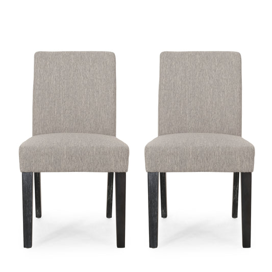 Contemporary Dining Chair with Upholstered Seating in Light Grey Fabric, Crafted with Durable Rubberwood, 19.25x24.25x35 inches 69410.00LGRY