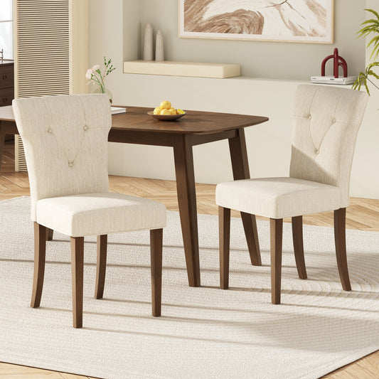 Dining Chairs Set of 2,  Upholstered Kitchen & Dining Room Chairs(Cream) N768P176660C