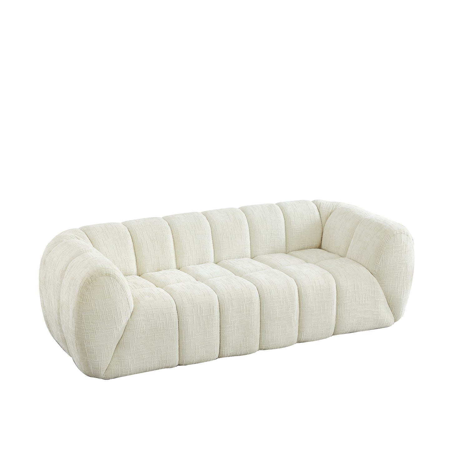 Chenille Pure Foam Sofa, Modern Quilted Cloud Sofa, Deep-Seat Chenille Pure Foam Sofa, Comfortable Modern Three-Seater Sofa, Suitable for Living Rooms, Bedrooms, and Apartments  W834P442222