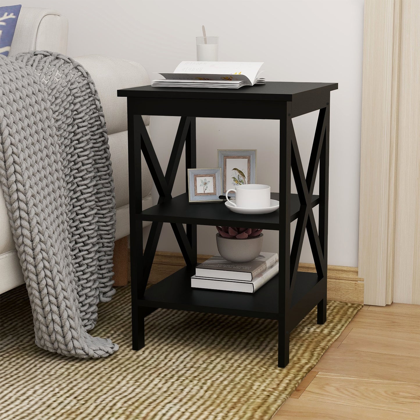 Oxford small side table black-MDF material legs  W28215274