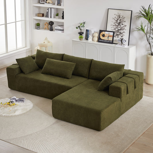 Modern Chenille Upholstered Sectional Sofa Couch Set,Modular 108' L Shaped Sectional Living Room Sofa Set With 6 Pillows,Free Combination Sofa Couch for Living Room,Bedroom(Right Chaise)W834S00395