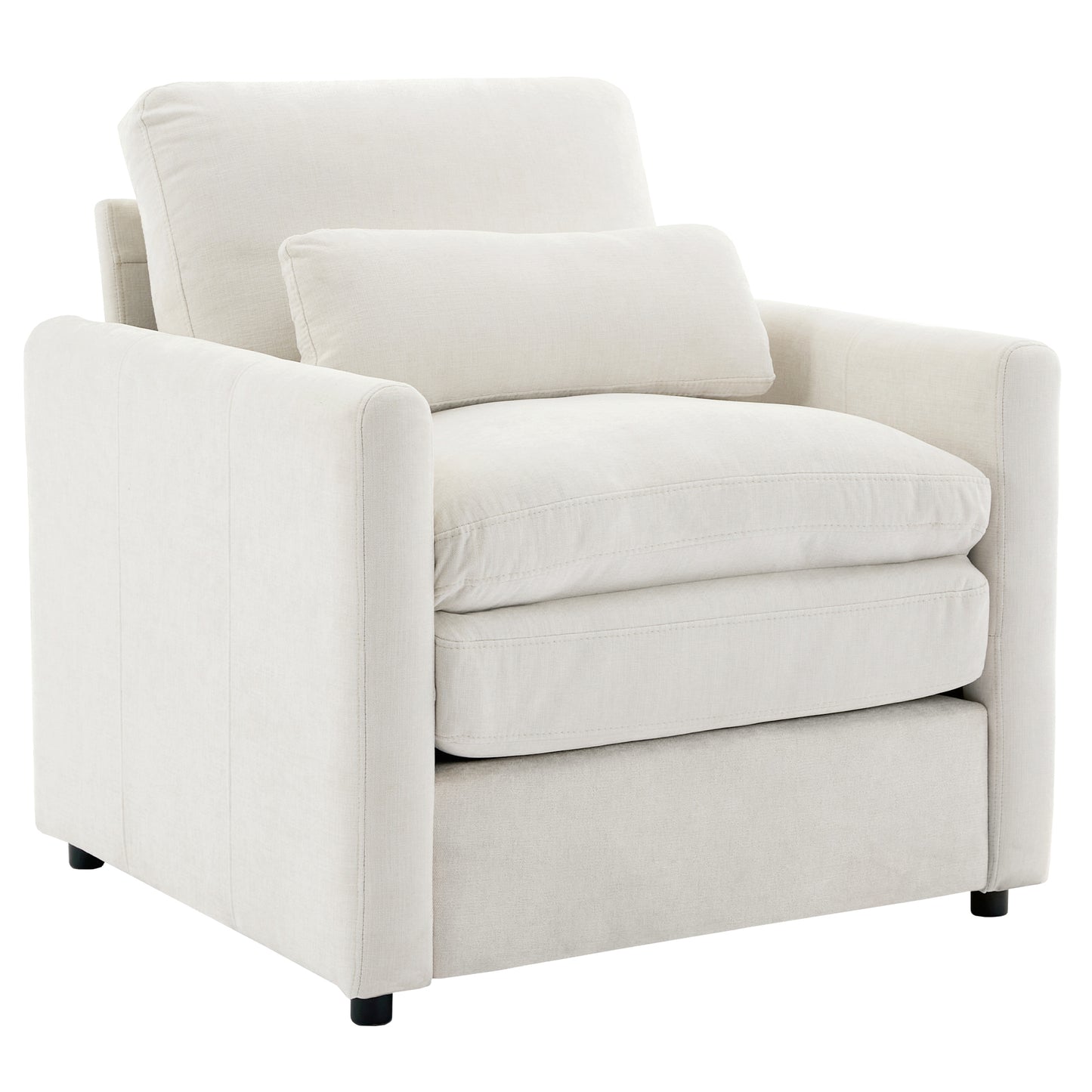 Cozy Upholstered Armchair Oversized Comfy Cloud Sofa Double Cushion Single Sofa Plush Cushion Armchair, Beige Chenille 31.9'  N719P251495A