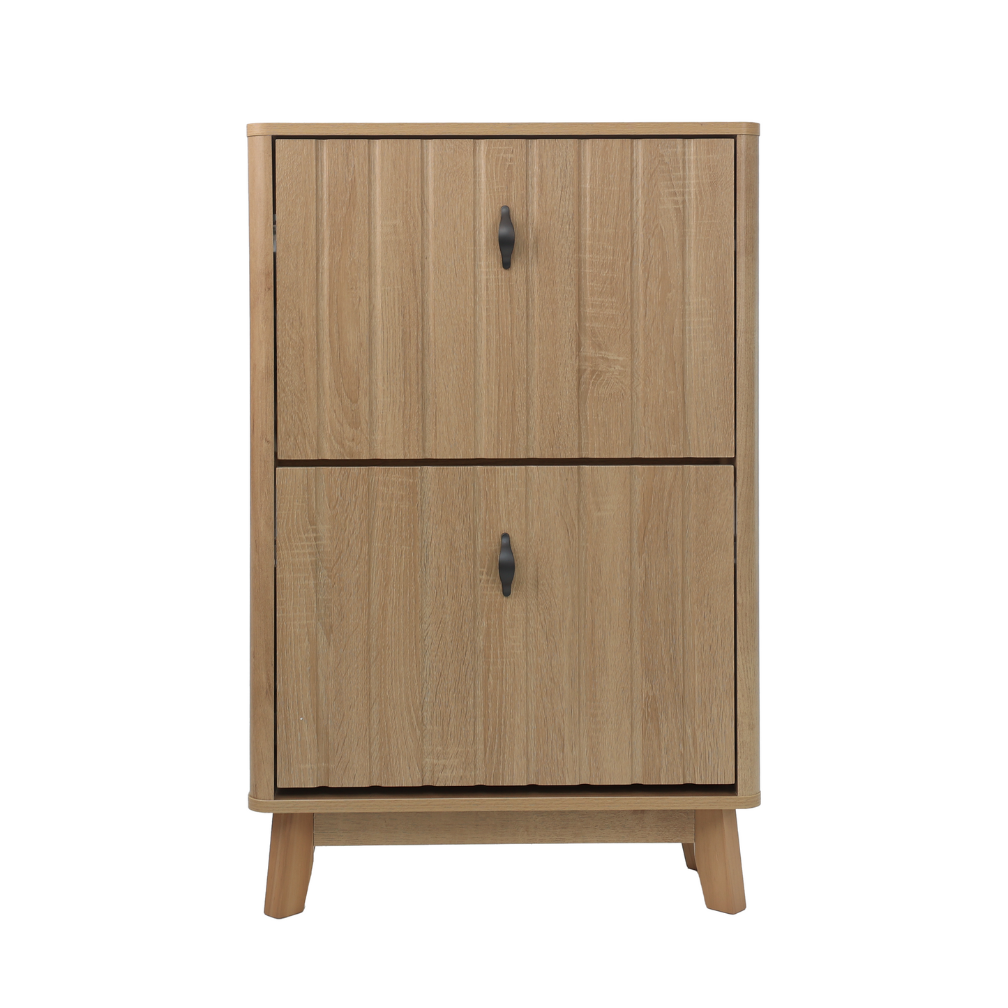 23.6-inch Oak-Color Entryway Shoe Cabinet with Flip-Down Storage, Ultra-Thin Freestanding Design for Home Use  W1706P511746