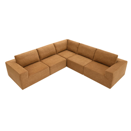 Minimalist Modular Sectional Sofa Set with Wide Seats and Terry Cloth Upholstery, 147' L-Shaped Couch, No Assembly Required, 3 Colors N723S0613F