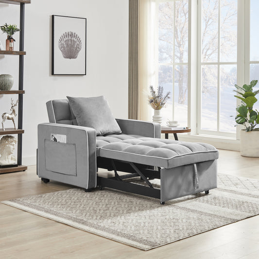 Three-in-one sofa bed chair folding sofa bed adjustable back into a sofa recliner single bed adult modern chair bed berth Grey  W1359137376