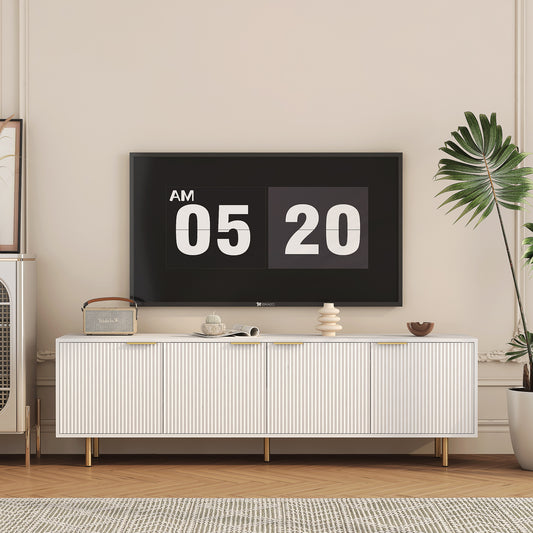 White Modern TV Stand Fluted 68' t, Entertainment Center with Storage Doors, TV Console Media Cabinet,  for 55+ Inch TV, Living Room  W1321P185967