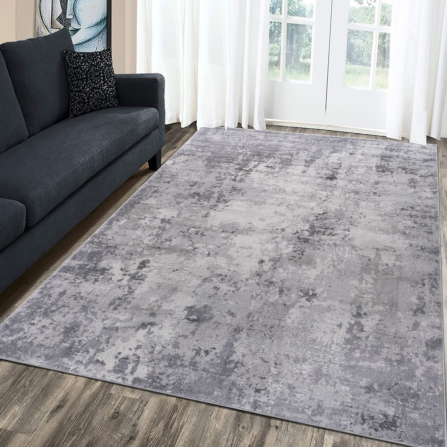 MARFI Collection 5X7 Light Grey / Abstract Area Rug  B189P183429