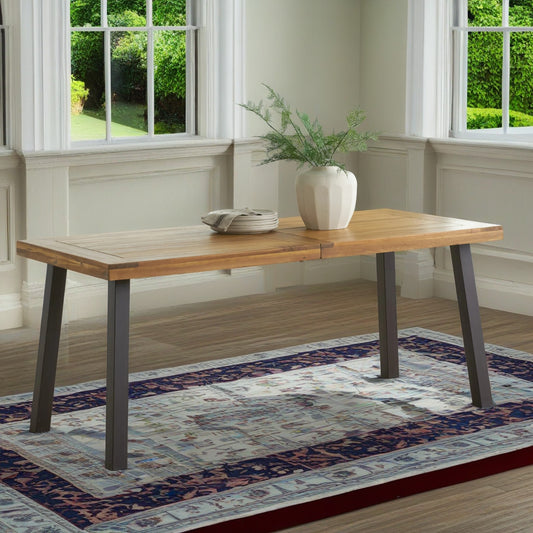 Della Acacia Wood Dining Table, Natural Stained with Rustic Metal,  Brown, Grey  57192.00INTL