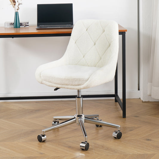 Modern teddy fleece fabric with chrome legs living room furniture dining chair, soft and comfortable, lift adjustment, free movement convenient, space saving. (set of 1)  W210127509