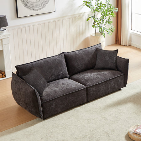 MH88' Modern Living Room Sectional, Wide Living Room Sectional, Stylish Chenille Triple Sectional with Extra 2 Pillows, Thickly Padded Seat and Back and Armrests for Apartment, Living Room W1193S00106