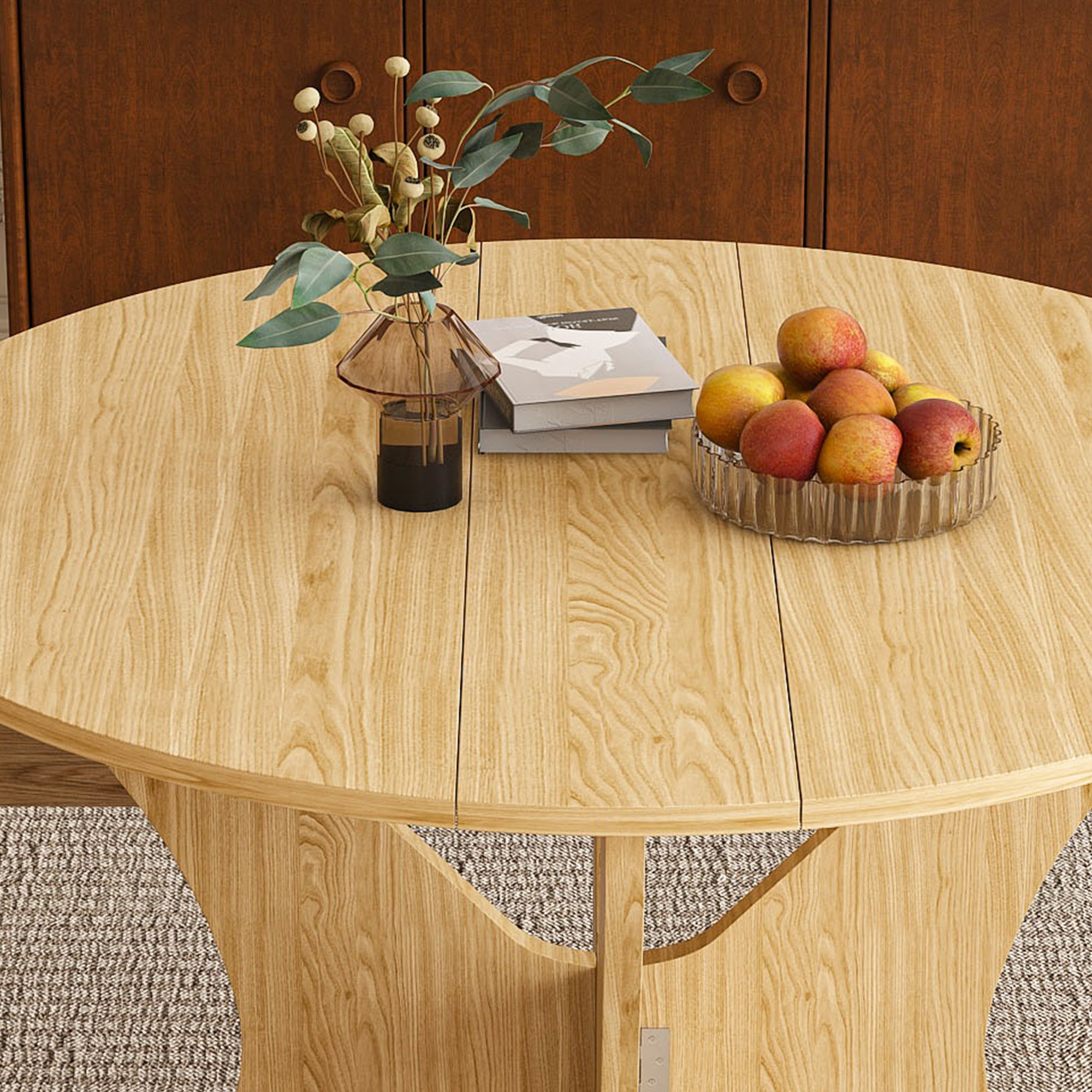 43 in Folding Dining Table Set with 2 Chairs, MDF Table with Wild