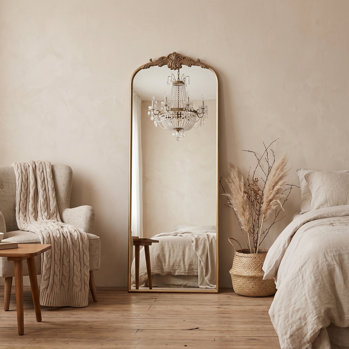 Vintage Mirror Full Length: 23.5'x56' Brass Gold Long Arched Body Mirrors  W2263P530389