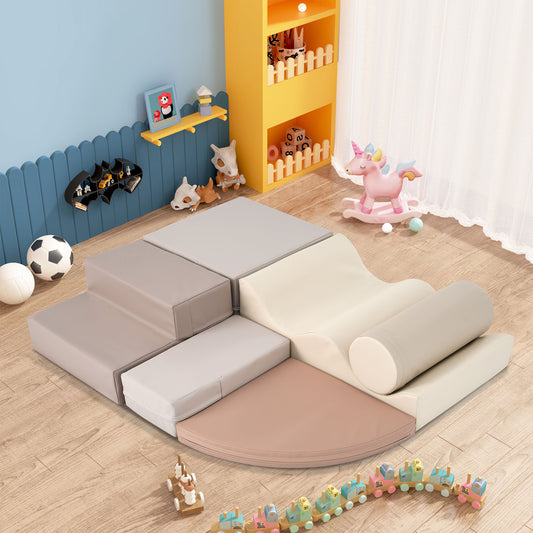Soft Climb and Crawl Foam Playset 6 in 1, Soft Play Equipment Climb and Crawl Playground for Kids,Kids Crawling and Climbing Indoor Active Play Structure TX307728AAE