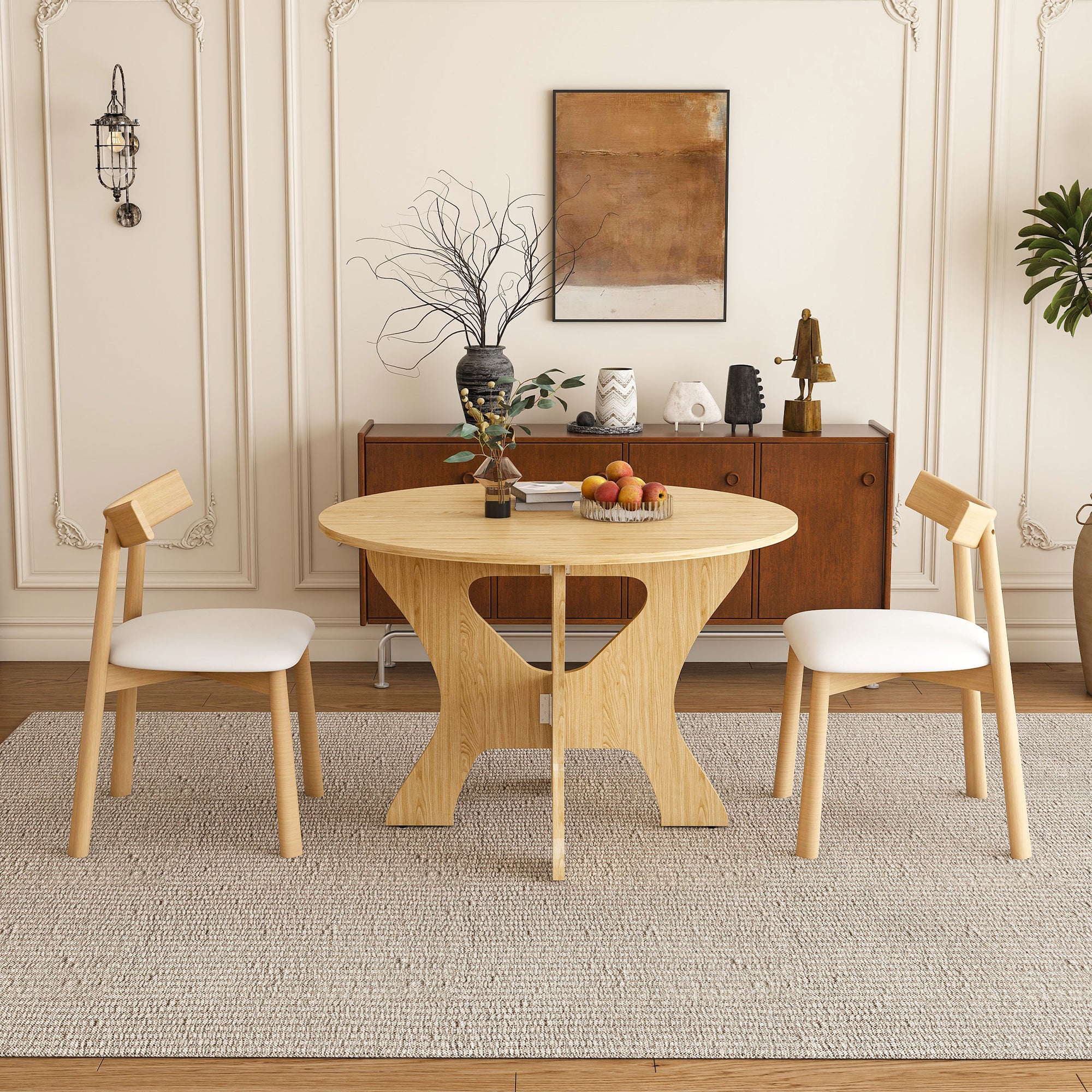 43 in Folding Dining Table Set with 2 Chairs, MDF Table with Wild