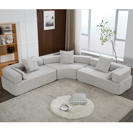 [NEW ARRIVED] [VIDEO PROVIDED]Oversized Combination Sofa,Curved Sofa,Upholstered 4 Seater Couch for Living Room,  Modern Modular 3 Piece Free Combination, Semicircular Modular  Sofa ,  Boucle, Gray W2108S00050