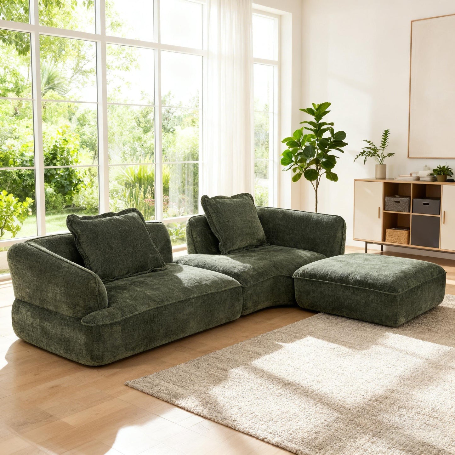 122' Modern L-Shaped Sectional Sofa with High-Density Fully Compressed Sponge and Chaise Lounge, 2-Piece Set, Fully Assembled Right Hand Facing, Deep Seating, Perfect for Living Room, Lounge N767P371309G