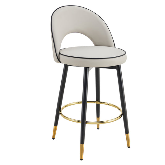 Modern PU comfortable upholstered bar chair with smooth and beautiful black metal legs for dining room, kitchen, terrace and guest office chair.  W1151P265583