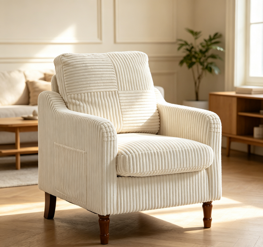 Accent Chair with solid wood feet for Living Room Chairs Reading Chair for Bedroom Scooped Armchair Mid Century Modern Accent Chairs Upholstered Comfy Chair for Apartment, Waiting Room  W2530P568566