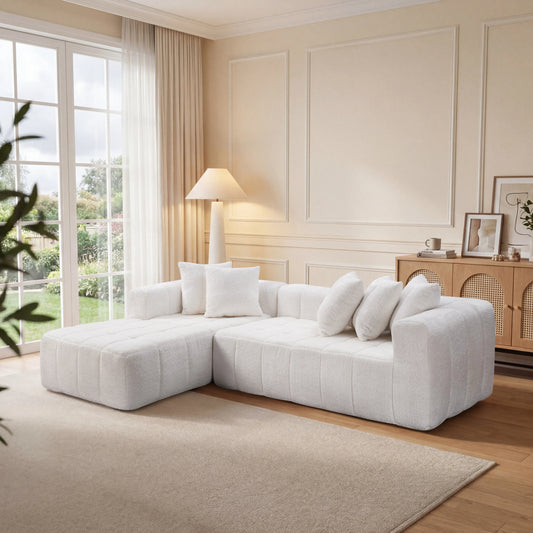 107.9'Cloud Modular Sectional Sofa Couch with L-Shape Chaise,Modern Minimalist Upholstered Couches for Living Room Bedroom,Deep Seat Corner Couch,No Assembly Required  W5515S00012