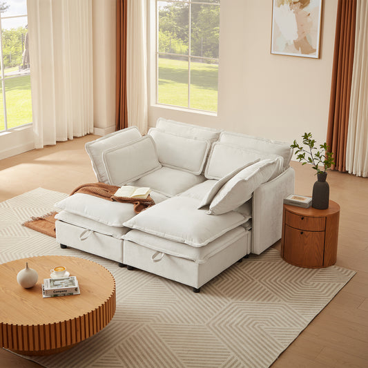 U_Style Double-Layer Cushion Modular Sofa, Freely Combinable, 4-Seater with Storage Function, Includes 4 Soft Cushions, Perfect for Living Rooms, Offices, and Apartments WY000422AAA