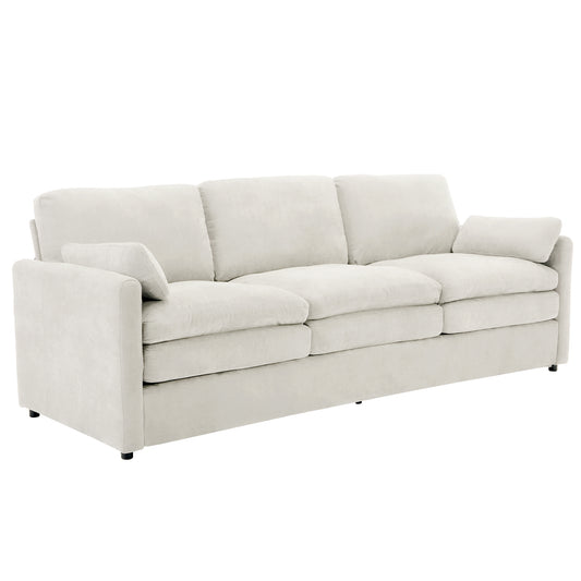 Cozy Upholstered 3-Seater Sofa with Plush Double Cushion and Ergonomic Design, Beige  N719P251497A