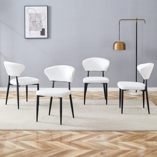 White Minimalist Ergonomic Dining Chair, With A Curved Backrest For Comfortable Design,Unlocking A Comfortable And Minimalist New Sitting Posture. A Pack Of 4.Available In Black And White.W1151P268065