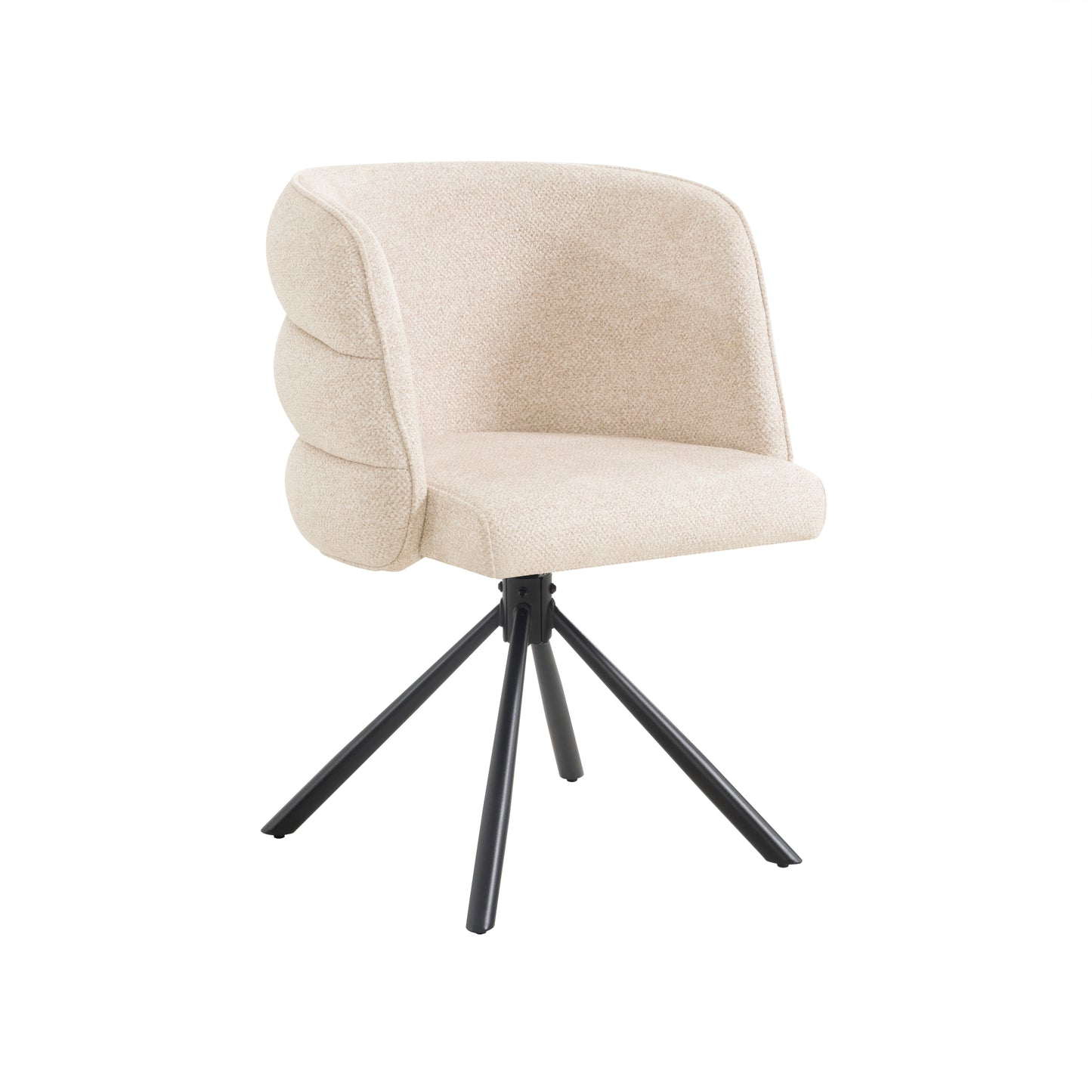 Modern 270° Swivel Upholstered Desk Chairs Set of 2 in Beige, Chenille Fabric with Metal Base for Home Office, Bedroom, Living Room, Study, Dining Room W757P281146