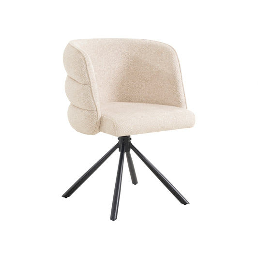 Modern 270° Swivel Upholstered Desk Chairs Set of 2 in Beige, Chenille Fabric with Metal Base for Home Office, Bedroom, Living Room, Study, Dining Room W757P281146