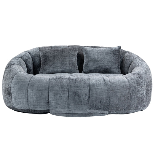 Contemporary Bean Bag Sofa Lazy Sofa Durable Comfort Lounger in Gray Chenille for Indoor & Outdoor Use W395P181439