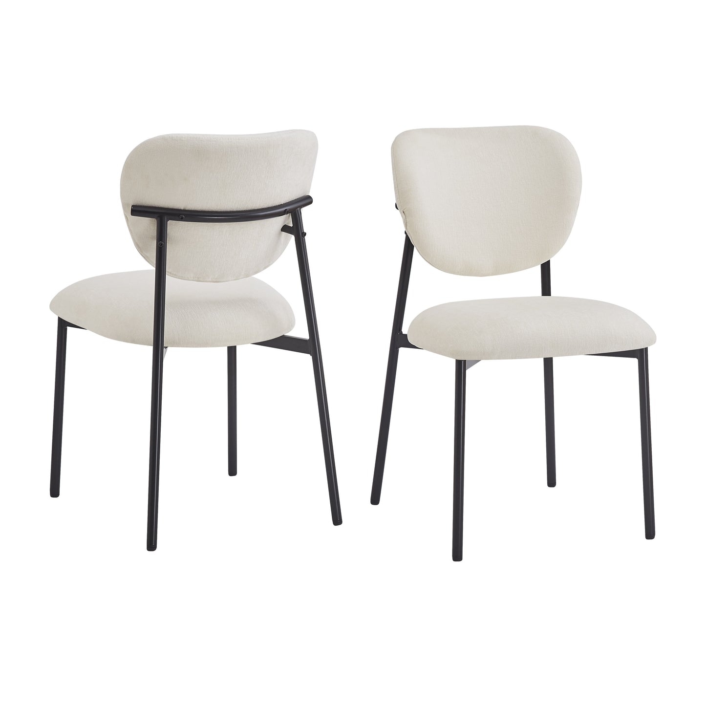 Modern Upholstered Dining Chairs with Metal Legs, Beige Fabric, Set of 2 N768P211163W