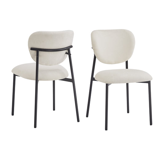 Modern Upholstered Dining Chairs with Metal Legs, Beige Fabric, Set of 2 N768P211163W