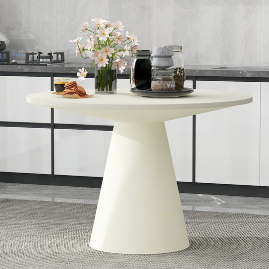 TREXM Retro Round Dining Table Minimalist Elegant Table for Living Room, Dining Room (Creamy White)  XW000001AAD