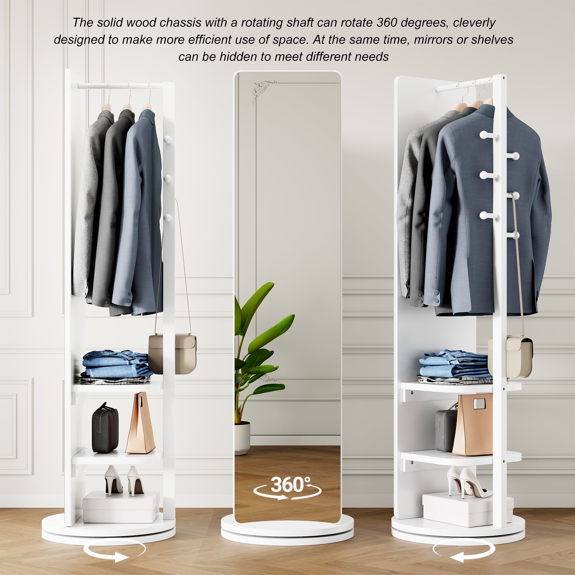 360° Rotating 69'x16' Multifunctional Full Length Mirror with Hook