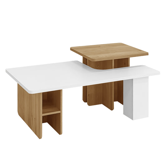 U-Can Set of 2 Nesting Coffee Tables Farmhouse,Rectangle Coffee Table Living Room,Wood Finish Coffee Table Set, Small Coffee Tables, Sofa Side Table for Living Room N724P294661K