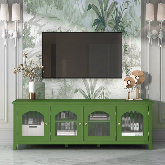 71-inch stylish TV cabinet,Entertainment CenterTV stand,TVConsoleTable, Media Console,solidwood frame,Changhong glass door,Metal handle,antique green,for the children's room,bedroom Living Room  W67966833